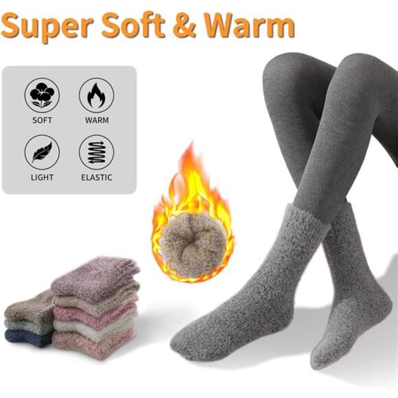 New 5 Pairs Fuzzy Soft Cozy Comfortable Socks for Women, Casual Sleep Comfy Sock - Picture 3 of 6